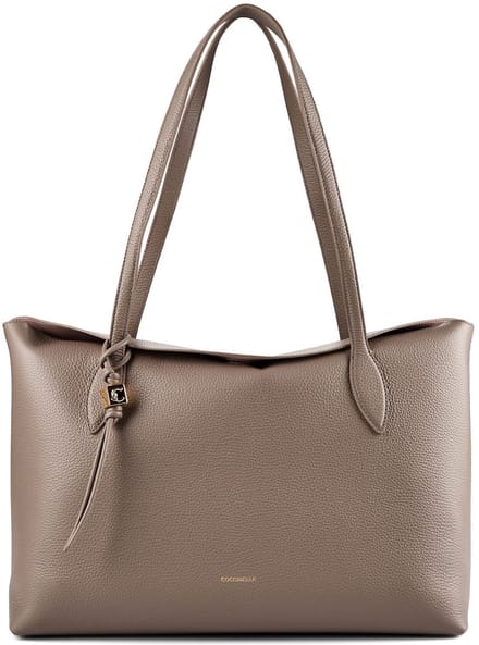 COCCINELLE Leren schoudertas Thess Handbag Grained Leather Warm Taupe