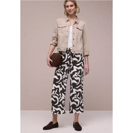High Waist broek met Wide Legs en print