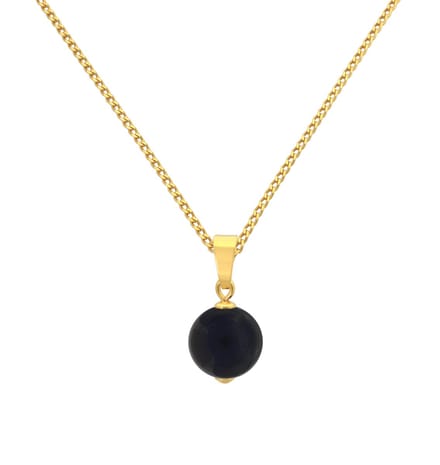 ARLIZI 2146 Ketting zwarte onyx hanger - verguld - 46 cm