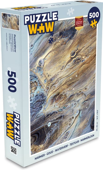 Puzzel Marmer - Goud - Waterverf - Textuur - Marmerlook - Legpuzzel - Puzzel 500 stukjes