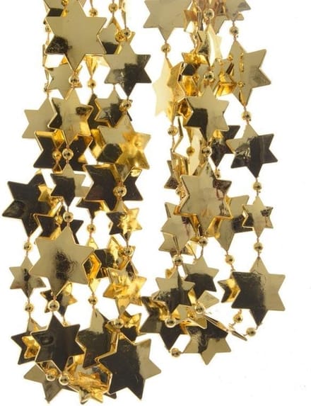 Kerstslinger - Sterren en kralenslinger - 270 cm - Goud