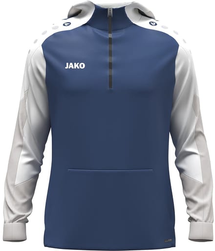 Jako Dynamic Hooded Half Zip Kinderen - Nachtblauw / Wit / Lichtgrijs | Maat: 128