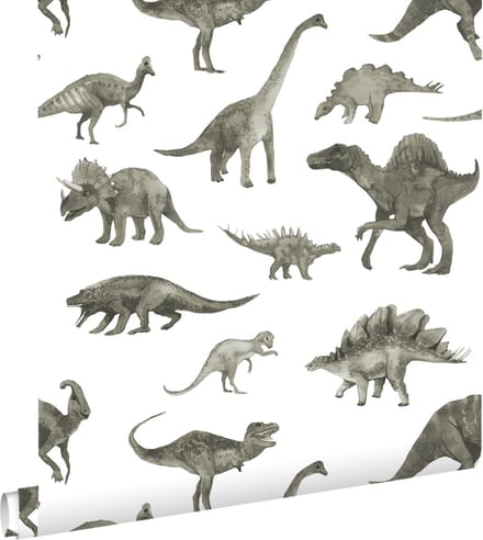 ESTAhome behang dinosaurussen groen grijs - 50 x 900 cm - 131199