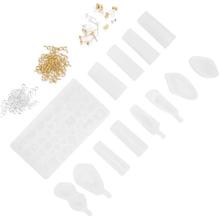 Moule en Silicone Professionnel DIY pour Bijoux Moule pour Fabrication de Boucles d'Oreilles et Pendentifs Ensemble d'Accessoires avec Œillets à Vis white