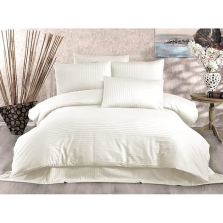 Beddengoed set - 1 dekbedovertrek 220 x 240 cm + 2 kussenslopen 60 x 60 cm - 70% polyester, 30% katoen - Crème