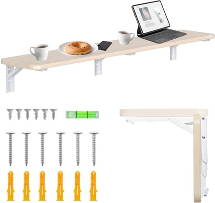 Maclean - Inklapbare plank / bureau - opklapbaar - 100x20 cm, max. 50 kg, MC-129 WD - Bruin en Wit