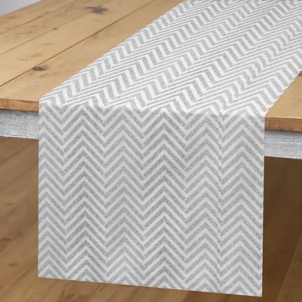 ABAKUHAUS Tafelloper – Grijs Chevron – 40x180 cm – Polyester