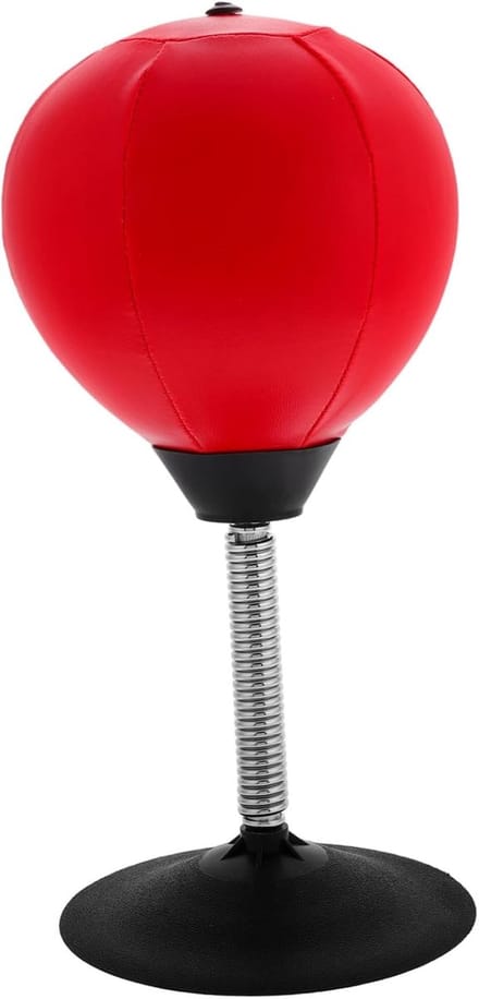 Desktop Bokszak - Reactiebal Stootbal - Stressverlichting Werk - Zuignap Basis - 36x17.5x17.5cm - Zwart