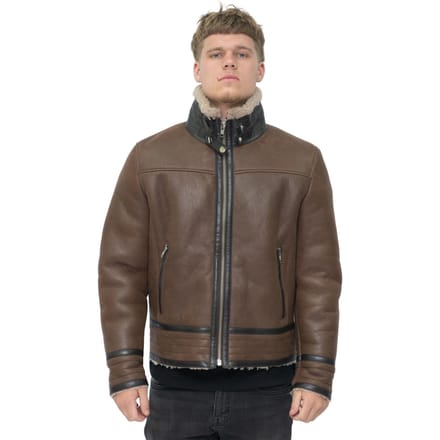 Heren retro pilot schapenvacht leren bikerjack-Bogota