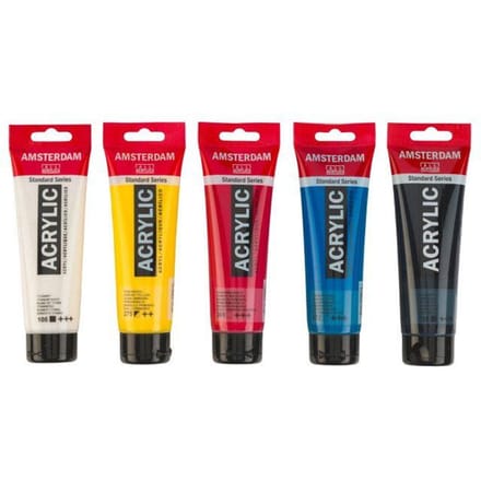 Peinture acrylique - Amsterdam - 5 tubes - Couleurs primaires - 5 x 120ml blanc