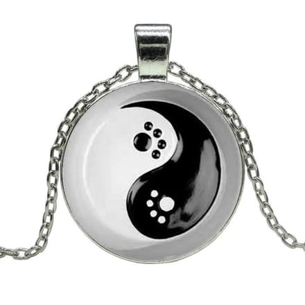 Fako Bijoux® - Ketting - Cabochon - Yin Yang - Pootjes Ring