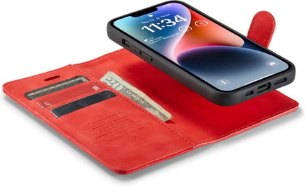 iPhone 14 Plus Bookcase hoesje - CaseMe - Effen Rood - Kunstleer