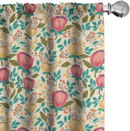 ABAKUHAUS – Bloemen Voorhangen, 2-delig, 75×175 cm