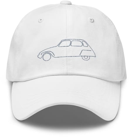 De2pktjes - Geborduurde Citroën Dyane pet lijntekening - Wit