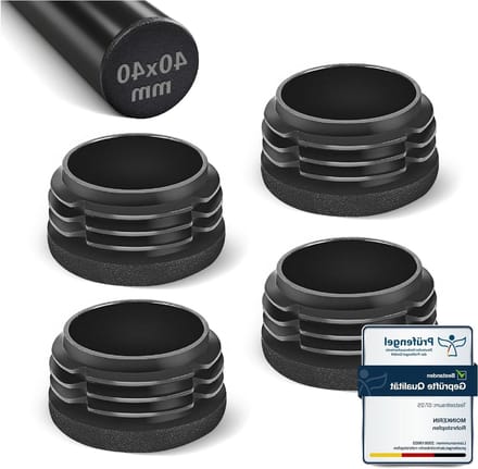 Ronde Eindkappen - Plastic Stekkers - Meubelbescherming - Versterkte Ribben - 40mm Buitendiameter - Zwart