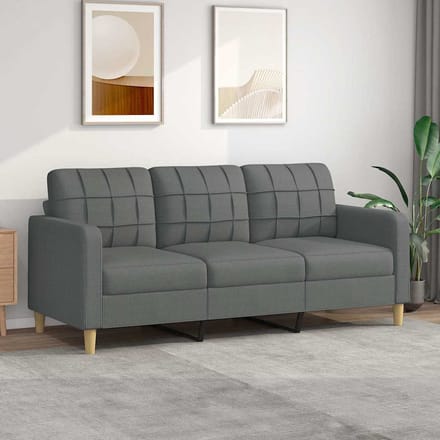 Vidaxl Bank 3-Zits, Donkergrijs, 180 Cm, Bekleed met Stof