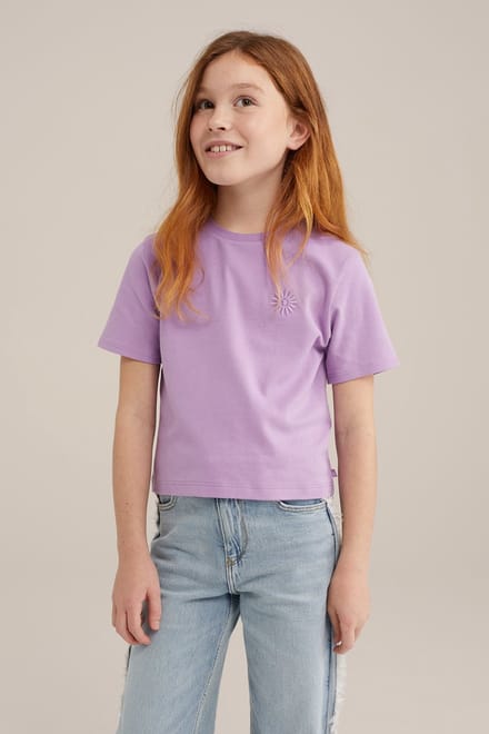 WE Fashion Meisjes cropped T-shirt met embroidery, 2- pack
