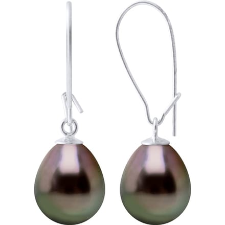 Oorbellen Echte Gecultiveerde Tahiti Parel Peper 9-10 mm