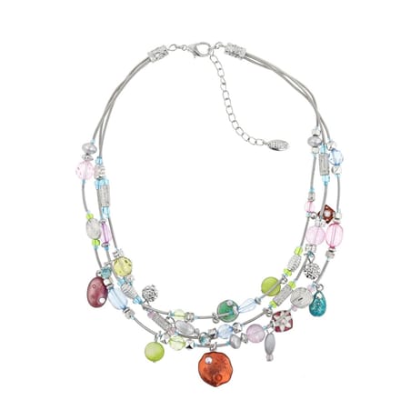 Behave Korte ketting lengte 40 cm, metaal, epoxy, hangers van glas kralen en metaal