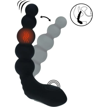 Vibrerende Verwarmende Buigbare Tapping Beaded Siliconen Prostaat Stimulator - Zwart
