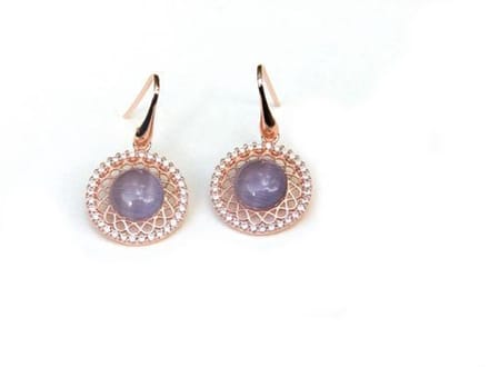 model Vintage oorringen in zilver roze verguld paars