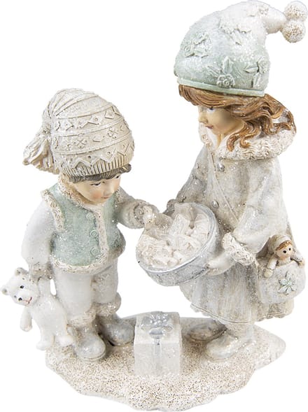 Clayre & Eef Beeld Kinderen 19 cm Beige Polyresin Kerstdecoratie