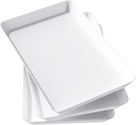 Lifewit Set van 3 Witte Plastic Serveerschalen Herbruikbaar 36x24cm