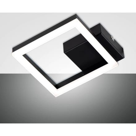 Fabas Luce LED wandlamp Bard, zwart, 17 x 17 cm, metaal, dimbaar
