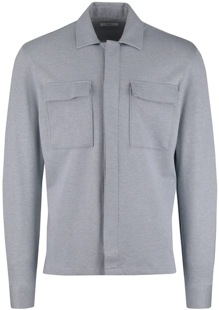 overshirt Gentiluomo grijs gemeleerd knoopjes normale fit