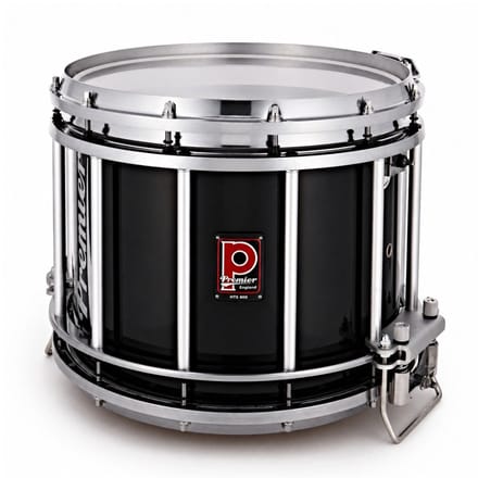 Premier Marching HTS 800 14 x 12 Snare Drum, Polished Aluminium, Ebony Black