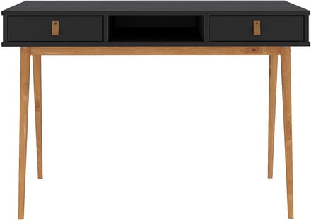 Bureau KIM met 2 lades van massief hout - zwart / eikenkleurig