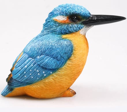 IJsvogel vogel beeldje - 20 x 15 cm - polystone - tuinvogel beeldjes - binnen/buiten