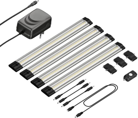 Set van 4 LED Onderkastlampen 30cm met Bewegingsmelder - Warm Wit Licht