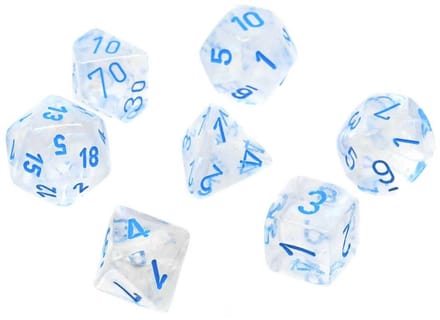 Chessex Borealis Polyhedral Icicle/light blue Luminary Dobbelsteen Set (7 stuks)