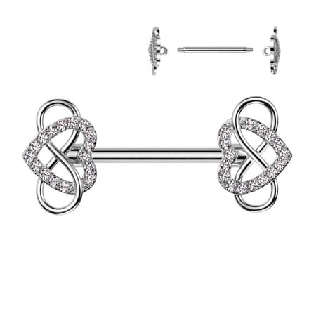 Tepelpiercing met infinity hart 1.6x12 - zilver - LMPiercings