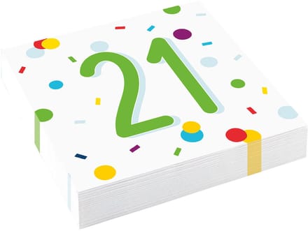 Amscan - Servetten Confetti Verjaardag 21 jaar (20 stuks)