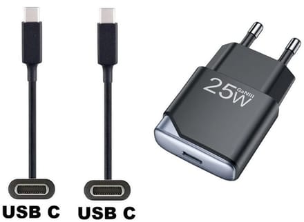 OneOne 25W snellader + 1,0m sterke USB C naar C kabel. GAN lader. PD PPoplader adapter past op Kobo (Rakuten) eReader Elipsa, Elipsa 2E, Sage, Libra 2, Libra Colour, Clara 2E, Clara Colour, Clara BW - Kindle (Amazon) Scribe