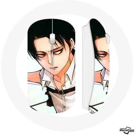 Souris Sans Fil - MANIACASE - Levi Ackerman - Compatible Mac et PC - Clé USB wifi incluse - Blanc