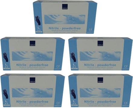 5x Abena - Nitril- Handschoenen Poedervrij- Maat M- Blauw 100 stuks