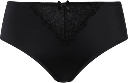 Ulla Popken - Dames - Midislip kanten inzetstuk - Zwart - Maat 54+