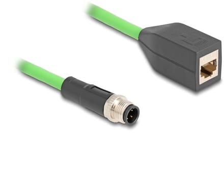 M12 4-pins D-gecodeerd (m) - RJ45 (v) industriële netwerkkabel | CAT5e | PUR | 0,50 meter