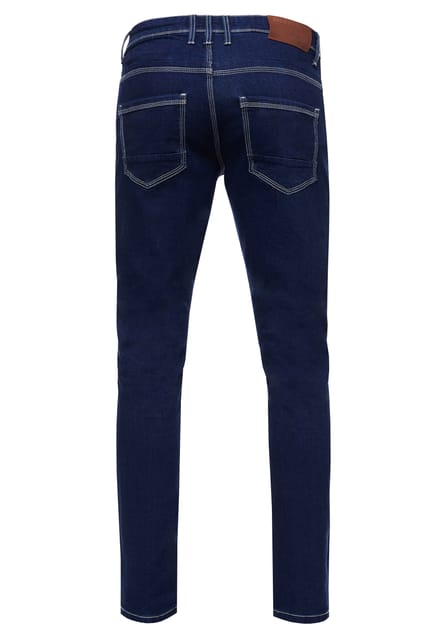 Donkerblauwe jeansbroek "MELVIN" slim fit katoen-stretch