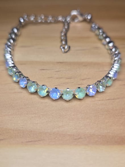 strass armband mind groen met lichtblauw.