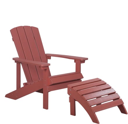 ADIRONDACK - Tuinstoel met voetenbank - Rood - Kunsthout