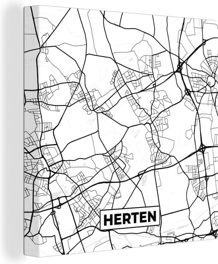 Canvas Schilderij Plattegrond - Kaart - Herten - Stadskaart - 20x20 cm - Wanddecoratie