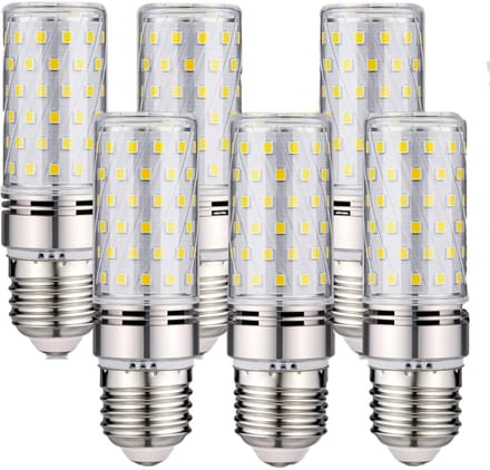 GELLDG Gloeilamp - LED-maïslamp - E27-fitting - Wit licht 6000K - 16W - 6 stuks