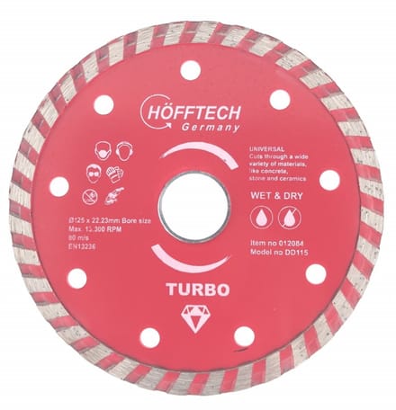 Hofftech Diamantschijf - Ø 125 mm - Nat en droog - Voor beton en steen - 1 stuk
