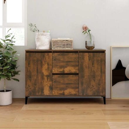 vidaXL - Dressoir - 102x35x70 - cm - bewerkt - hout - gerookt - eikenkleurig
