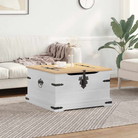 vidaXL - storage - box - met - plank - Wit - 78 - x - 78 - x - 45 - cm - Massief - grenenhout