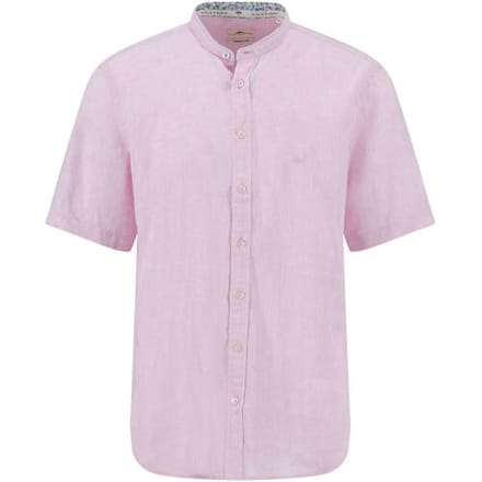 Fynch-Hatton Overhemd Uni Color Linnen Cotton Stand-Up Collar Light Peony / male
